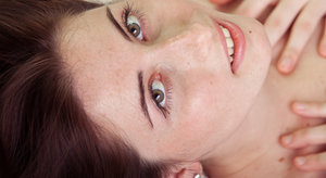 18 year old female Chloe Dash undressing on yoga mat on lawn